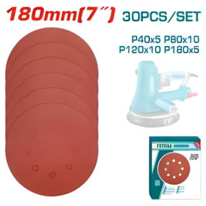 Feuille abrasive pour ponceuse orbitale TOTAL TAC180030