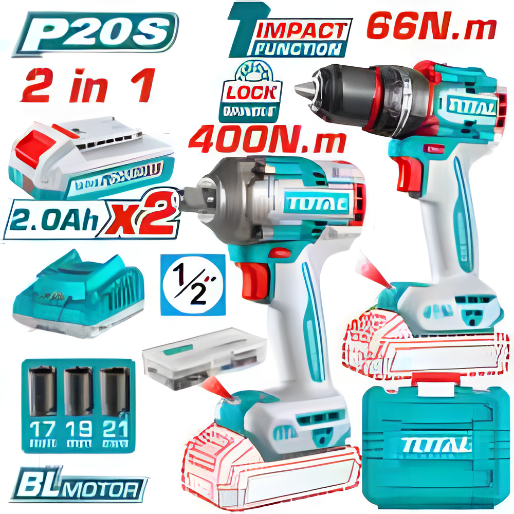 Kit combo sans fil 2 pièces TOTAL TCKLI20275