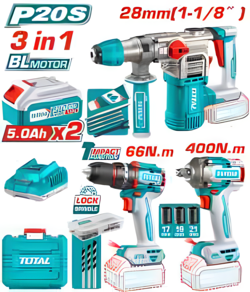 Kit combo sans fil 3 pièces TOTAL TCKLI20638