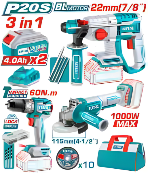 Kit combo sans fil 3 pièces TOTAL TOSLI240202