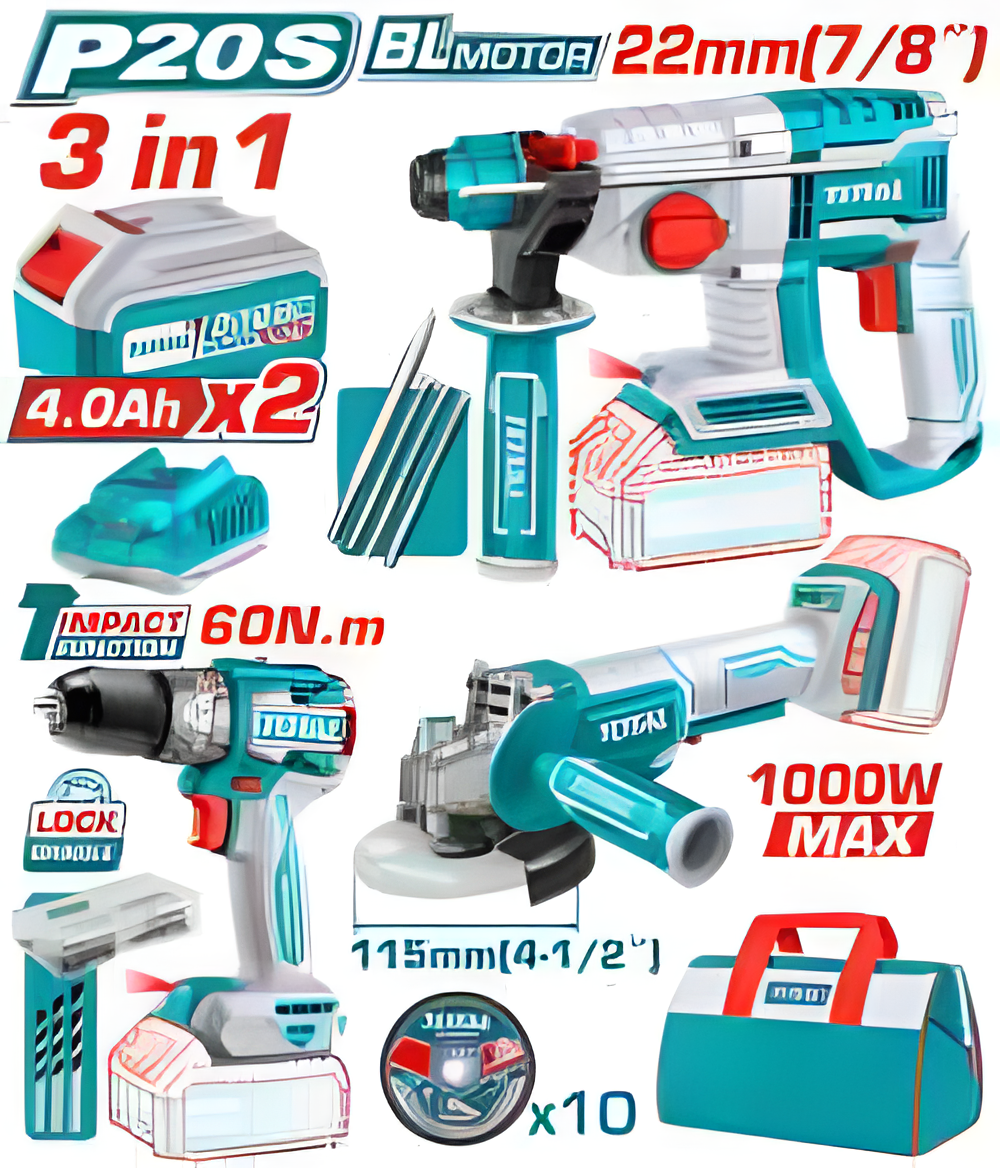 Kit combo sans fil 3 pièces TOTAL TOSLI240202