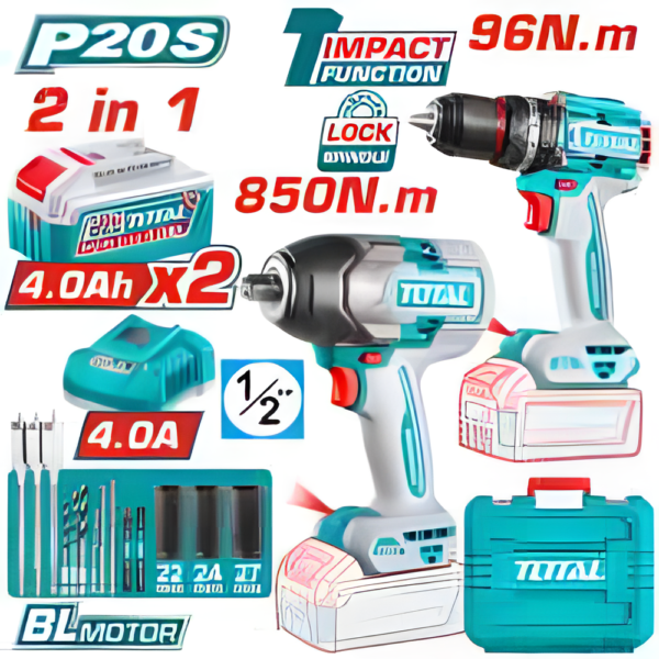 Kit combo sans fil 2 pièces TOTAL TOSLI250586