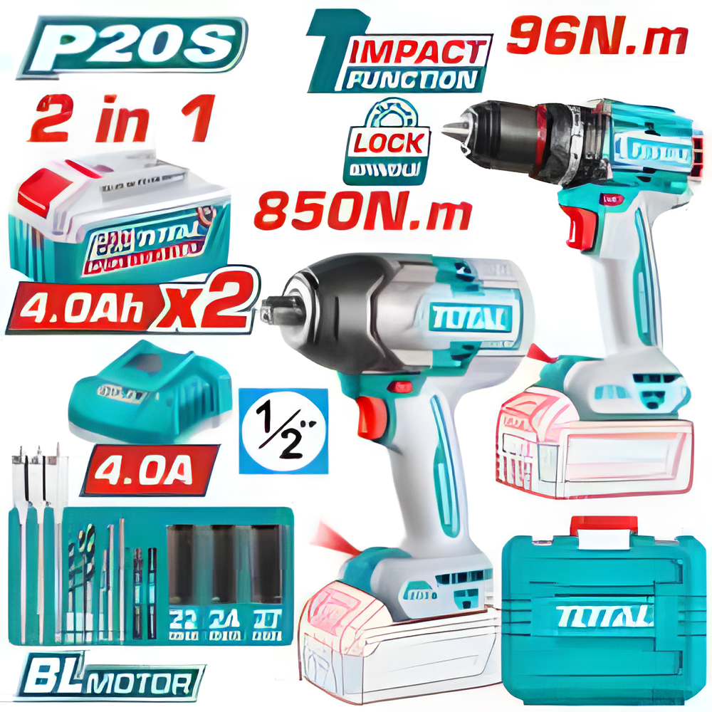 Kit combo sans fil 2 pièces TOTAL TOSLI250586