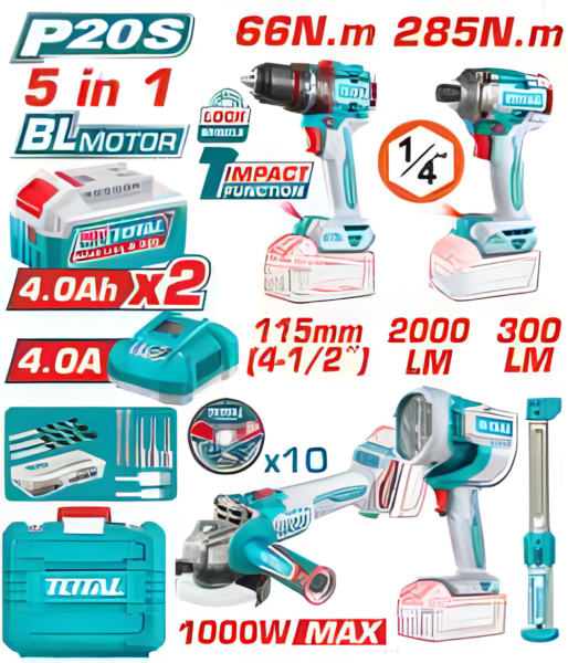 Kit combo sans fil 5 pièces TOTAL TOSLI250692