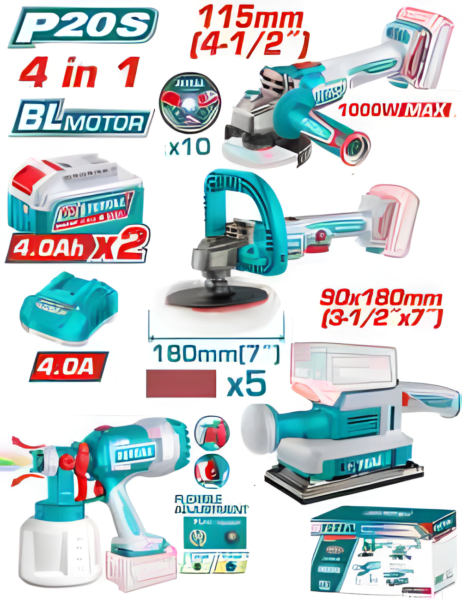 Kit combo sans fil 4 pièces TOTAL TOSLI250696